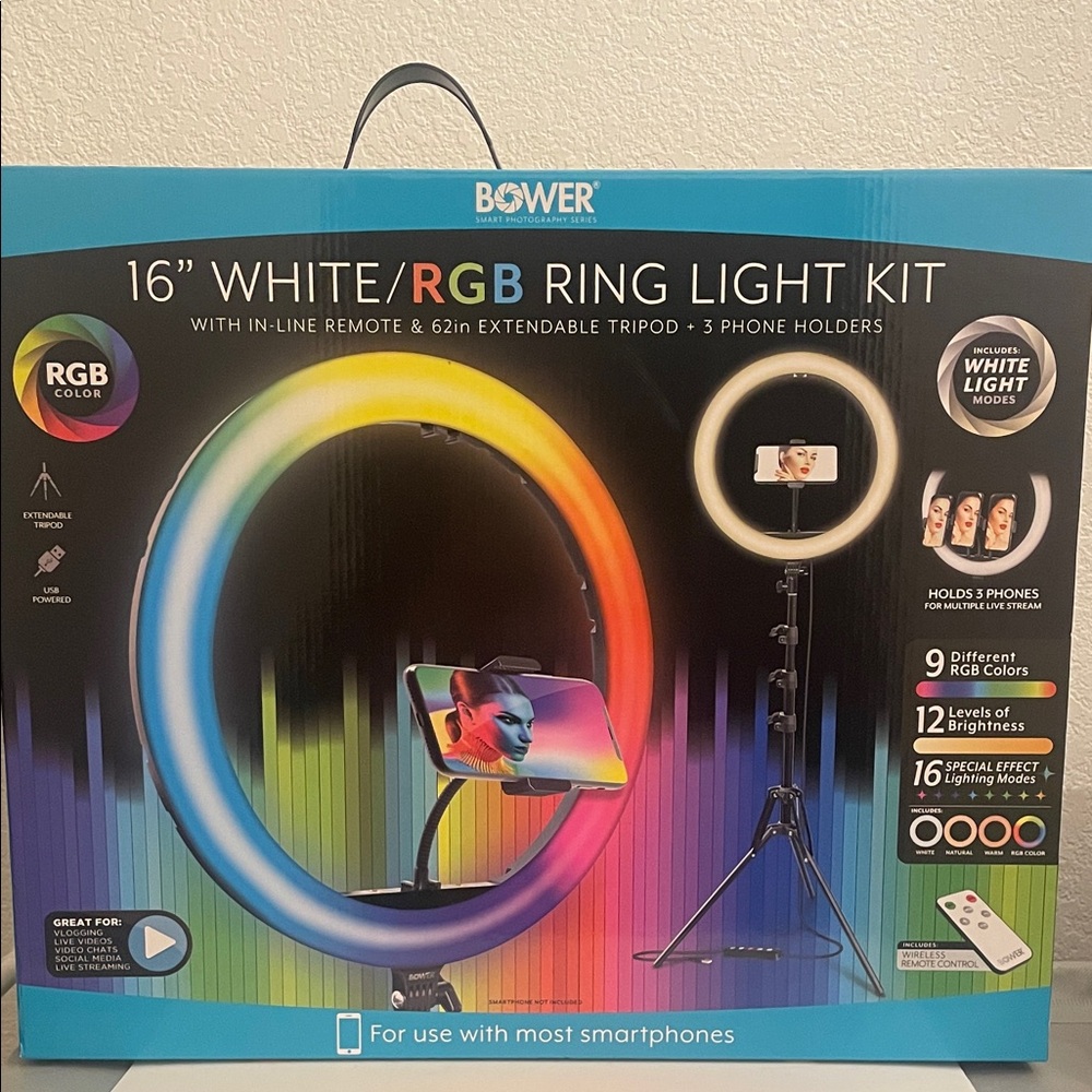 Bower 16" White/RGB Ring Light Kit